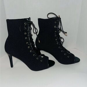 JF Lace Up Open Toe 3 Inch Heels Size 9.5